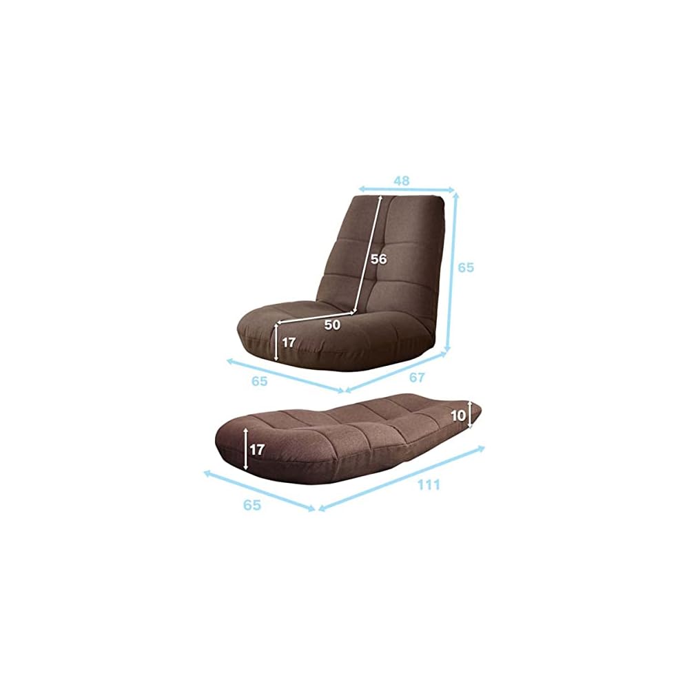Adjustable Japanese Floor Leisure Chair Upholstery Living Room Furniture Relax Occasional Chair (Blue 65x67x65cm)