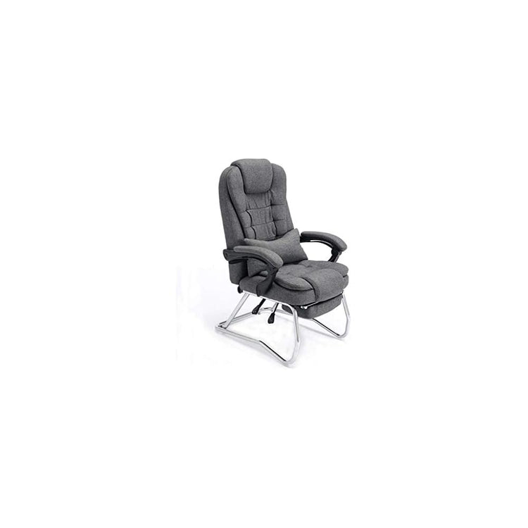 Desk Chair Home Computer Chair Lunch Break Reclining Fabric Boss Chair Cowhide Recliner Four-Legged Mahjong Bow Office Chair (Color : Cotton Linen-Blue)