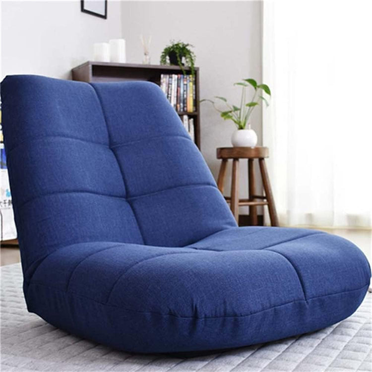 Adjustable Japanese Floor Leisure Chair Upholstery Living Room Furniture Relax Occasional Chair (Blue 65x67x65cm)