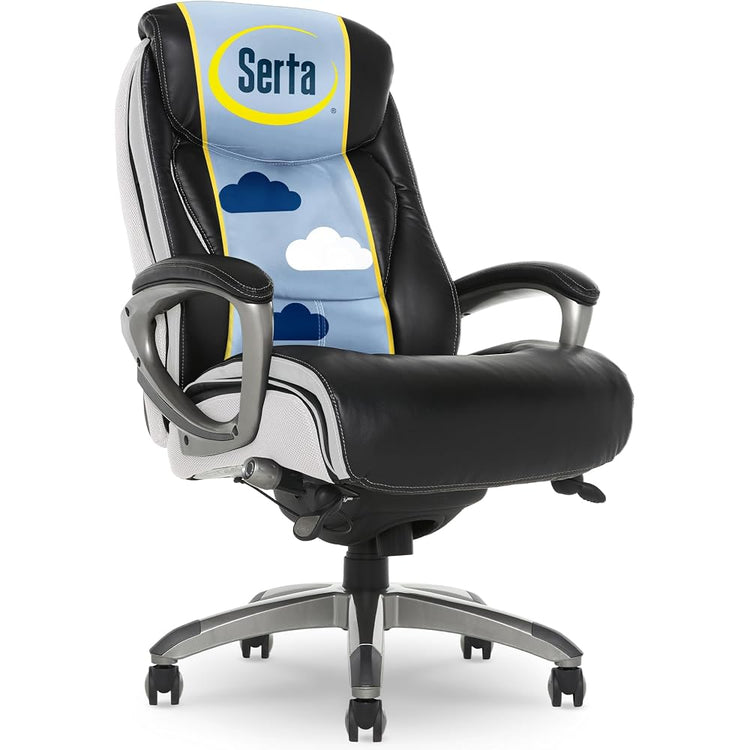 Serta Executive Office Chair with Adjustable Lumbar Support, Leather Chair